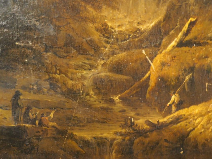 Heinrich Johann Wuest (suisse, 1741 - 1821) "Dessinateurs près d'une c