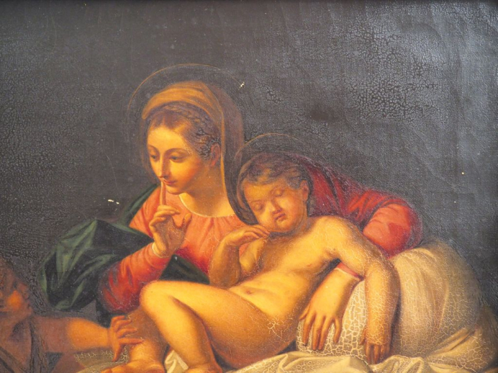 Ecole italienne XIXème d'après Guido Reni. "La Vierge, l'enfant Jésus 