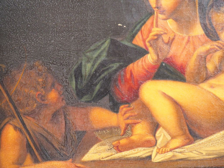 Ecole italienne XIXème d'après Guido Reni. "La Vierge, l'enfant Jésus 