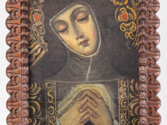 Vente aux enchères Ecole espagnole ou mexicaine dans le goût du XVIIIème "Portrait de rel