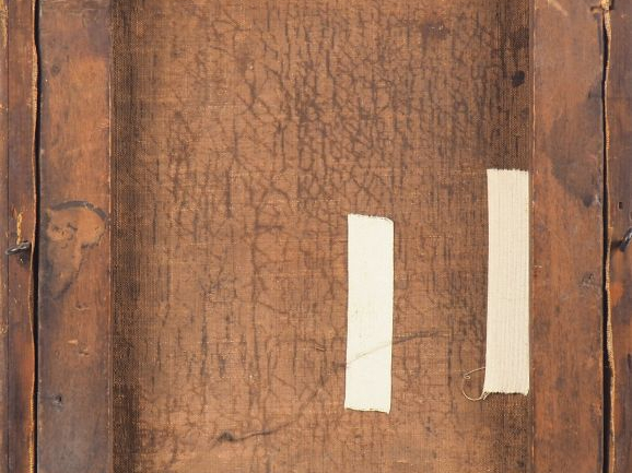 Ecole française XIXème. "Les buveurs". Huile sur toile, trace de signa