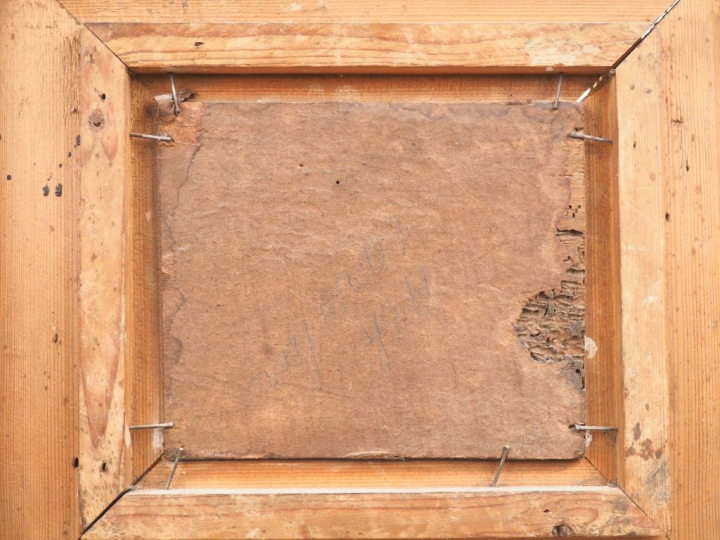 Ecole française XIXème. "Berger et son troupeau". Huile sur panneau. D