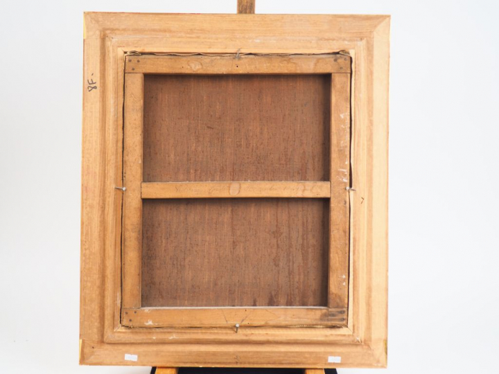 Victorine CAVALIE. "Prêtre et enfant de choeur". Huile sur toile, sign