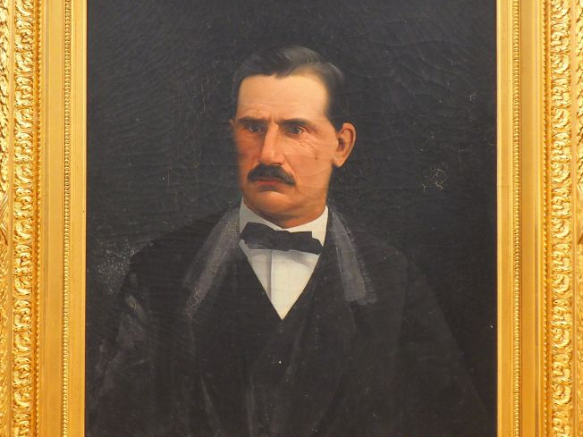 Ecole française XIXème. "Portrait d'homme". Huile sur toile, signée en