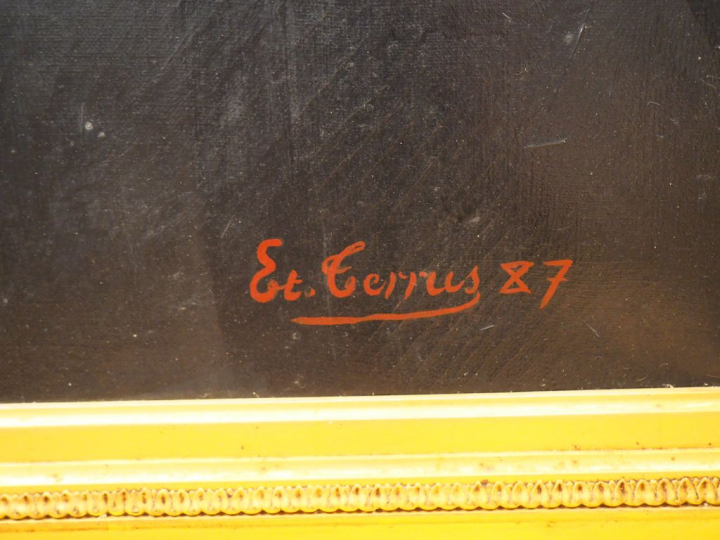 Ecole française XIXème. "Portrait d'homme". Huile sur toile, signée en