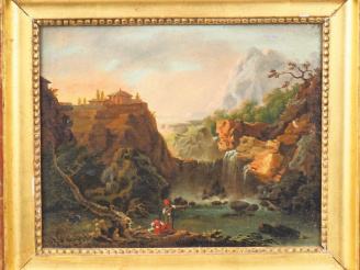 Vente aux enchères Ecole française XIXème. "Paysage". Huile sur toile. Dim.32 x 40,5 cm