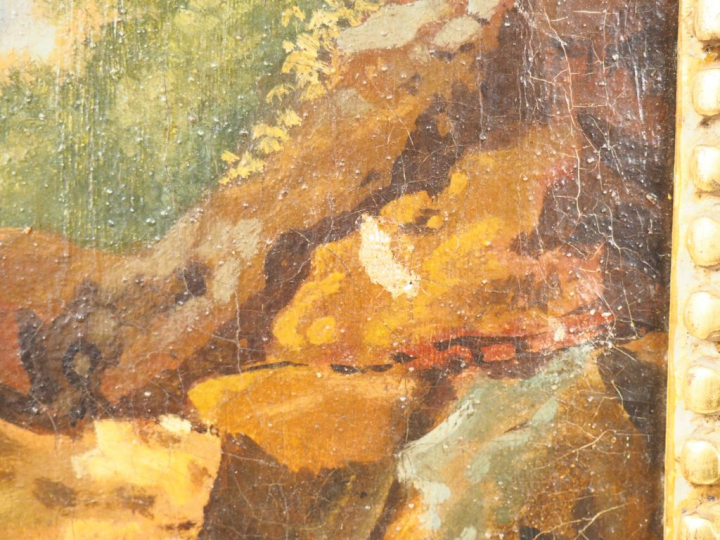 Ecole française XIXème. "Paysage". Huile sur toile. Dim.32 x 40,5 cm