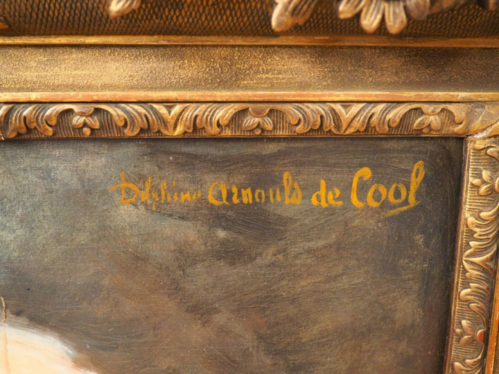 Delphine ARNOULD de COOL. "Portrait" Huile sur toile signée en haut à 