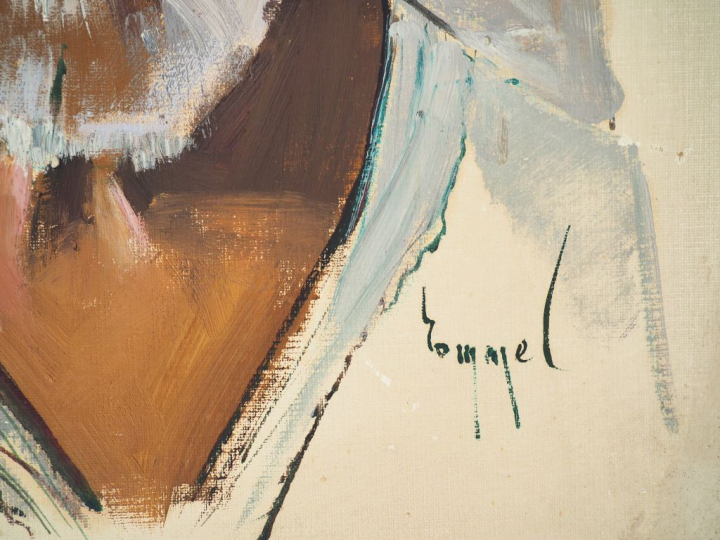 Ecole orientaliste XXème. "Portraits d'arabes".   Paire d'huiles sur t