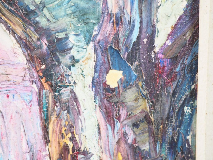 Ecole orientaliste Xxème. "paysage". Huile sur carton. Dim.38 x 46 cm.