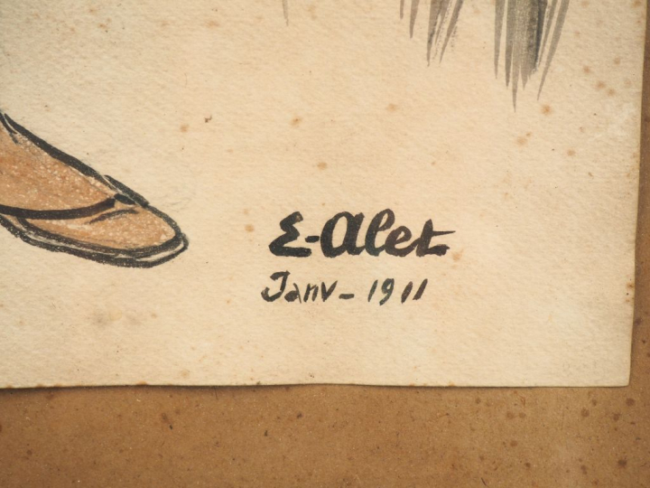 Edmond ALET.  "Portrait d'André". Aquarelle, signée en bas à droite et