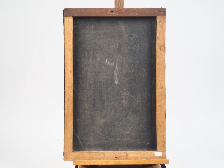 ALET. "Jeune femme en lisière de forêt". Huile sur toile, monogrammée 