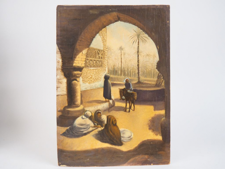 ANTONUSCI. "Sfax". Huile sur panneau, signée en bas à droite. Dim. 39 