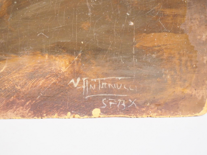 ANTONUSCI. "Sfax". Huile sur panneau, signée en bas à droite. Dim. 39 