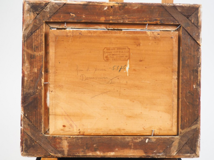 Henri Alphonse BARNOIN. "Retour de pêche".  Huile sur panneau, signée 