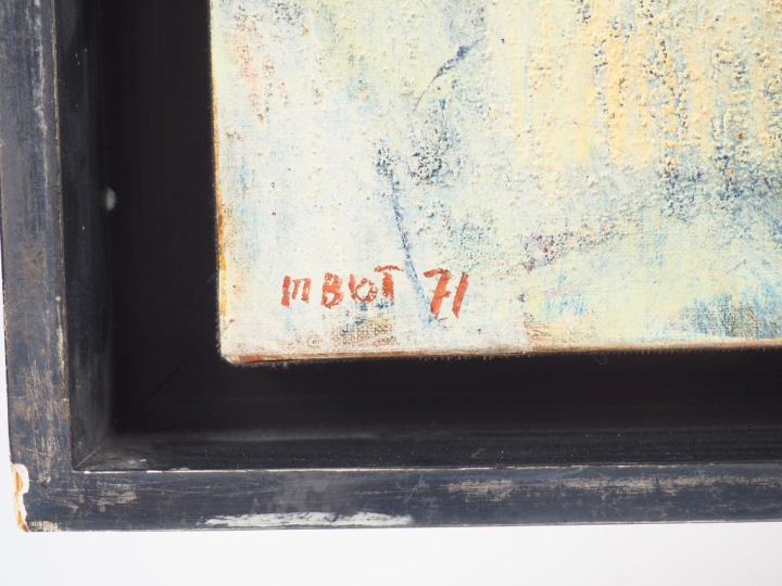 BIOT. "Composition". Huile sur toile, signée en bas à gauche et datée 