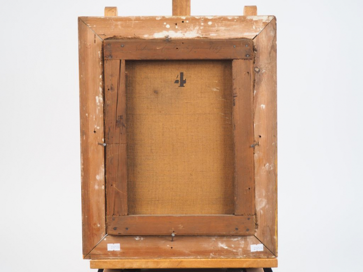 Victorine CAVALIE. "Portrait d'homme au jabot". Huile sur toile, signé