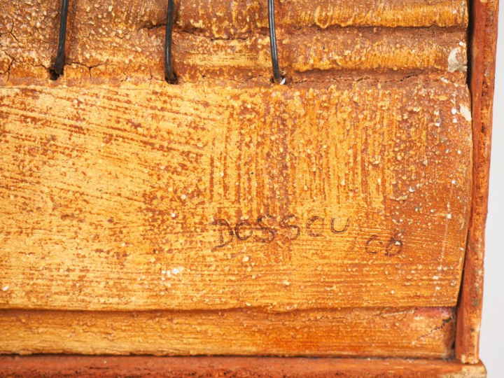 DOSSOU. "Composition". Technique mixte, signée en bas à droite. Dim. 5