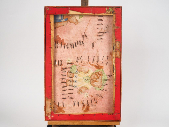 DOSSOU. "Composition". Technique mixte, signée en bas à droite. Dim. 5