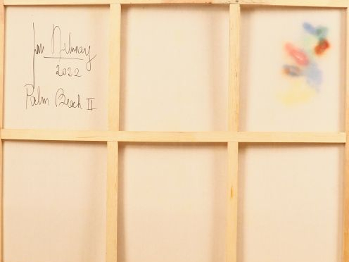 Jan DELUNAY. "Palm beach II". Huile sur toile, signée, datée et titrée