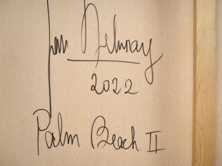 Jan DELUNAY. "Palm beach II". Huile sur toile, signée, datée et titrée
