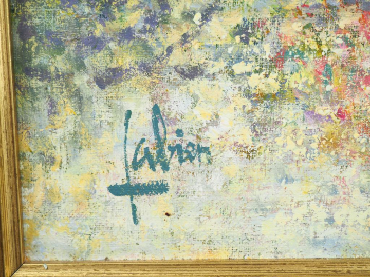 Louis FABIEN. "Belle aux nénuphars". Huile sur toile, signée en bas à 