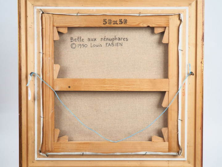 Louis FABIEN. "Belle aux nénuphars". Huile sur toile, signée en bas à 