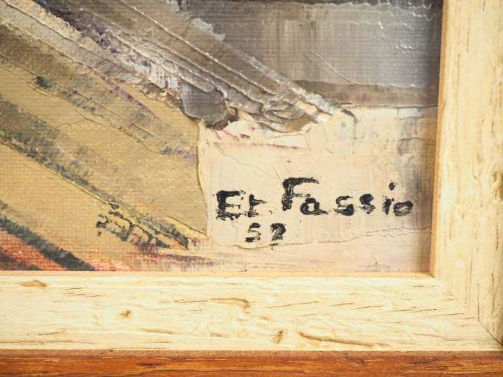 FASSIO. "Lac d'Ochrid - Macédoine". Huile sur toile, signée en bas à d