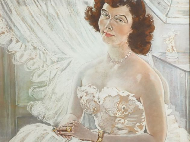 P. FILHIAUD LAVERGNE. "Portrait d'élégante". Grand pastel, signé en ba