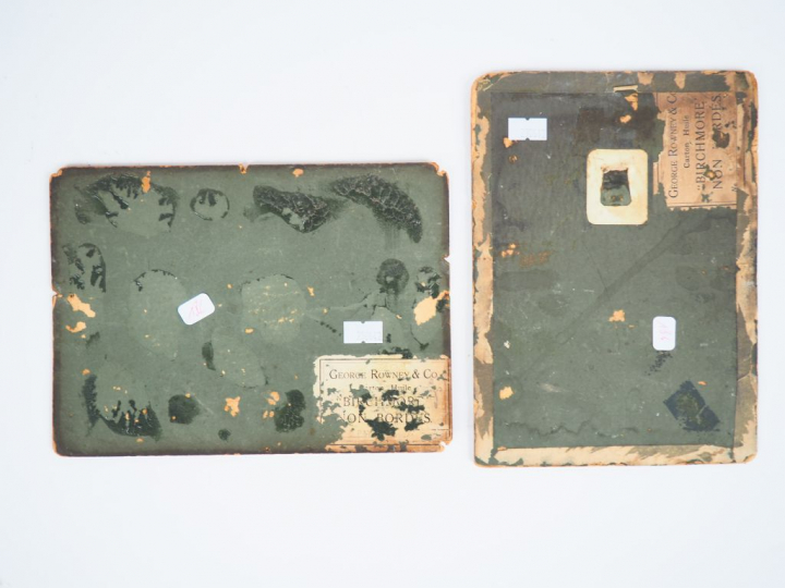 E. FLEURY. "Paysages". 2 huiles sur carton, signées en bas à droite. D