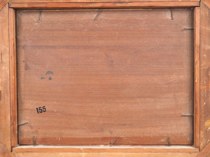 Antoine GUILLEMET. "Paysage animé". Huile sur panneau, signée en bas à