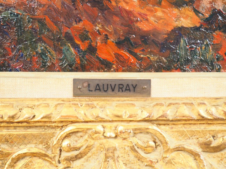 Abel LAUVRAY. "Antibes, derrière les pins". Huile sur toile, signée en
