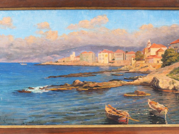 A. LECOCQ. "Beyrouth". Huile sur toile, signée en bas à gauche et daté