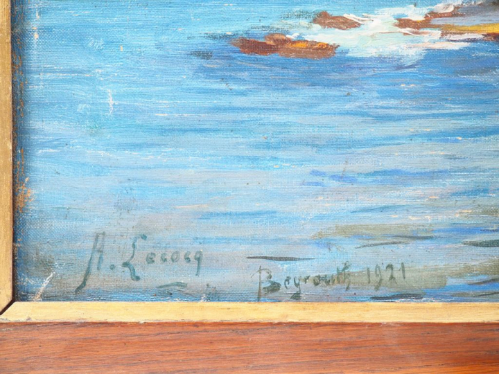A. LECOCQ. "Beyrouth". Huile sur toile, signée en bas à gauche et daté