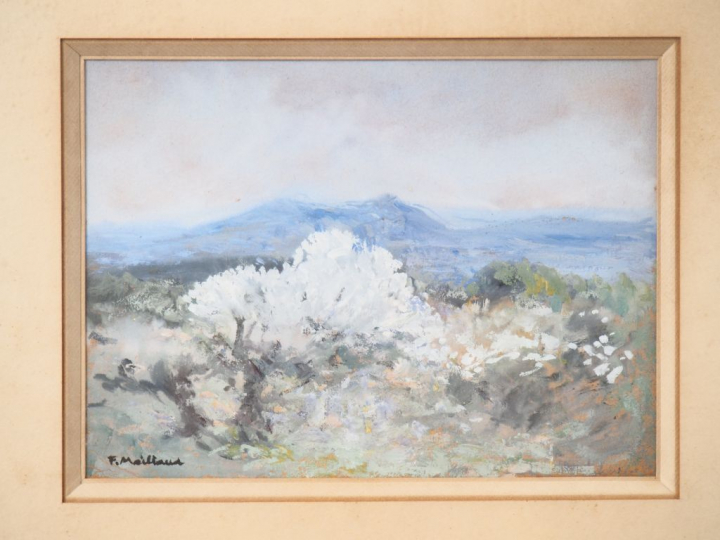 Fernand MAILLAUD. "Paysage". Gouache, signée en bas à gauche. Dim. (à 