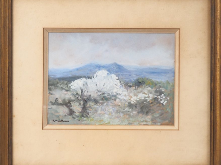 Fernand MAILLAUD. "Paysage". Gouache, signée en bas à gauche. Dim. (à 