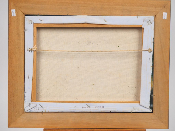 MARCONI. "Le parc fleuri". Huile sur toile, signée en bas à droite. Di