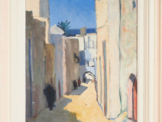 Gaëtan MIFSUD. "Ruelle dans la ville de Sousse". Huile sur toile, sign