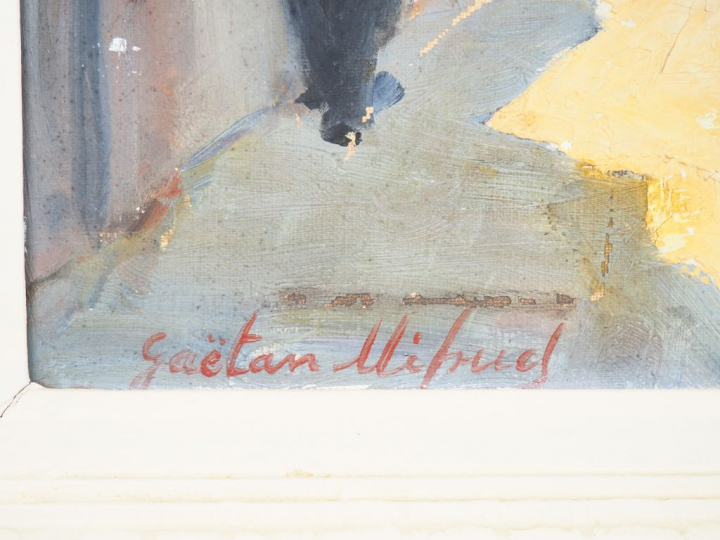 Gaëtan MIFSUD. "Ruelle dans la ville de Sousse". Huile sur toile, sign