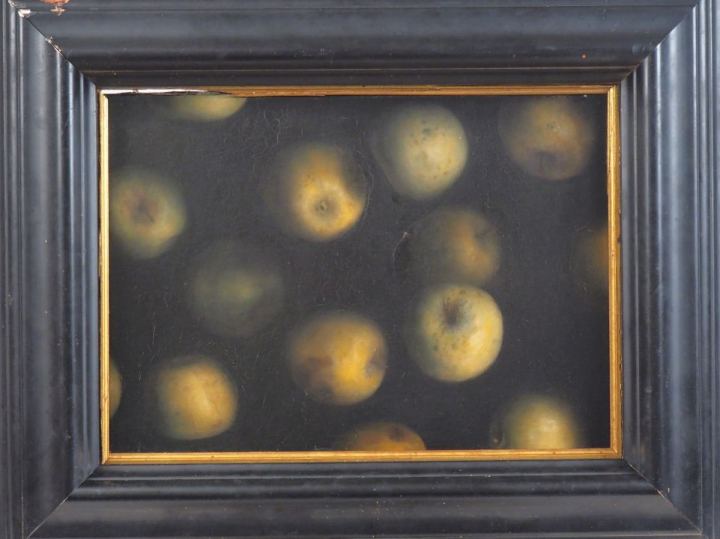 Cristobal TORAL. "Manzanas". Huile sur toile, signée en bas à droite. 