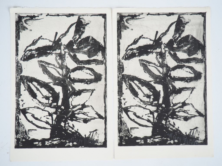 Jean-pierre PINCEMIN. "Arbres". 2 épreuves d'artistes signées en bas à