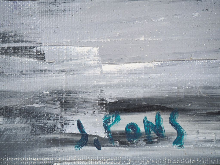 Jean PONS.  "Paysage abstrait". Huile sur toile, signée en bas à gauch