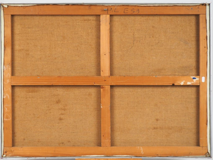 Jean PONS.  "Paysage abstrait". Huile sur toile, signée en bas à gauch