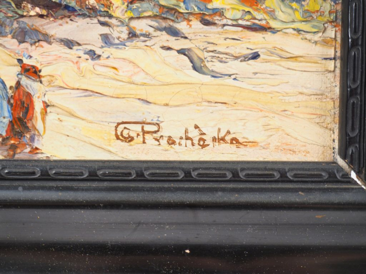 PROCHESKA. "Paysage orientaliste". Huile sur carton, signée en bas à d