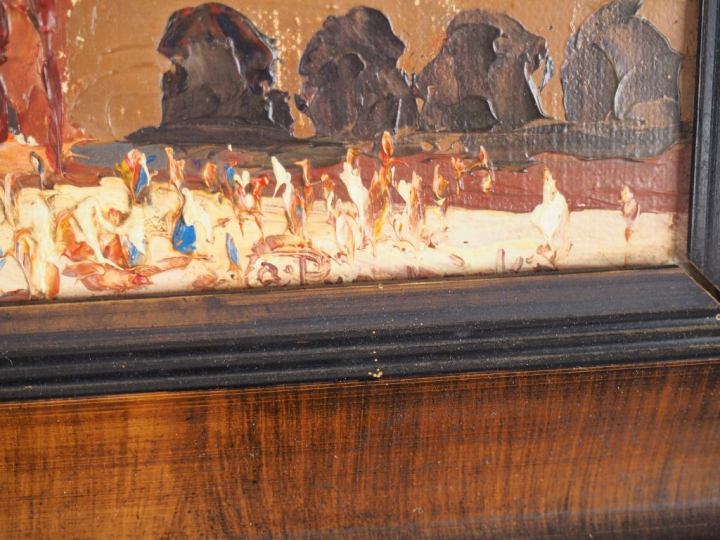 PROCHESKA. "Le souk en bas des remparts". Huile sur carton, signées en