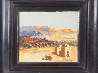 Vente aux enchères PROCHESKA. "Paysages de l'Atlas". Huile sur carton, signée en bas à dr
