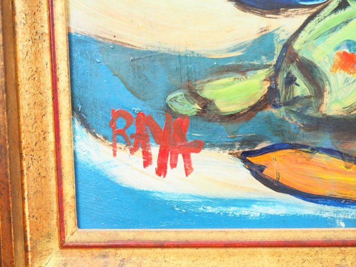 RAYA-SORKIN. "L'amour de la mer". Huile sur toile, signée en bas à gau