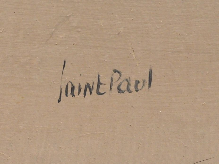 Pierre SAINT PAUL. "Composition abstraite". Huile sur toile, signée en