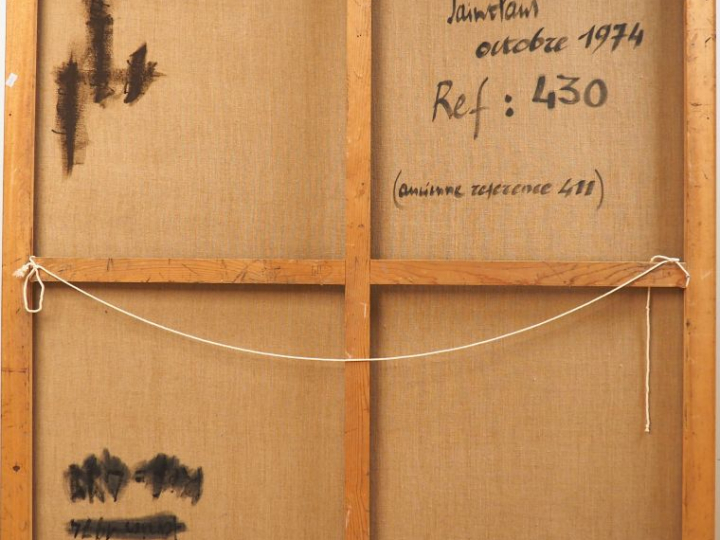 Pierre SAINT PAUL. "Composition abstraite". Huile sur toile, signée en