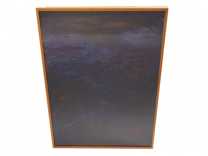 T'ANG HAYWEN. "Composition polychrome". Aquarelle gouachée, signée en 